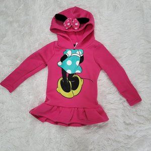 🍀4/$20 -  Disney Minnie Mouse Hoodie Tunic Pullover Sweater Dress - Size 3T